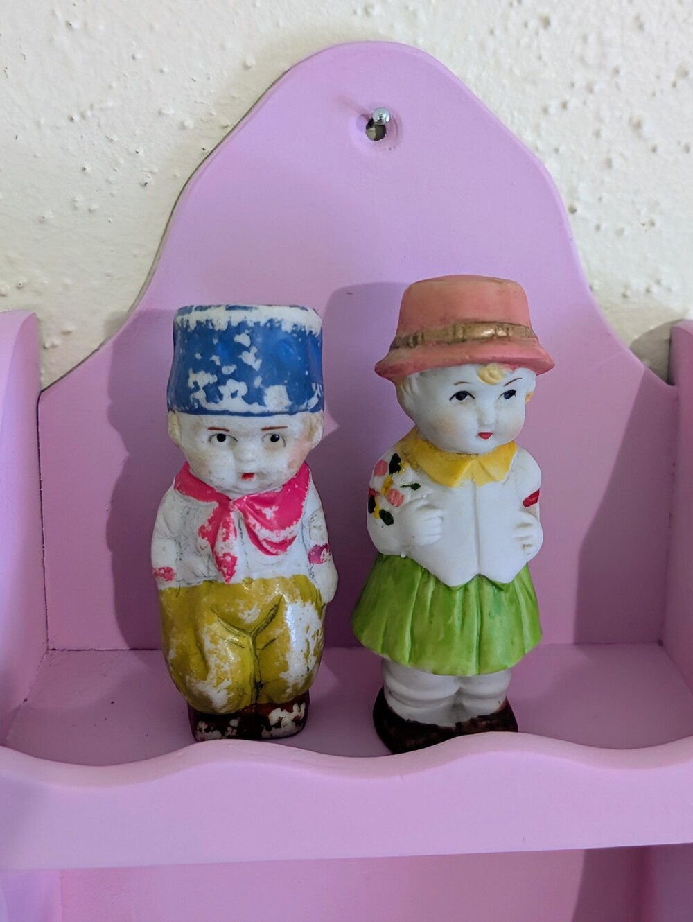 Antique Bisque Ceramic Penny Carnival Dolls Frozen Charlotte Dolls - Set of 2